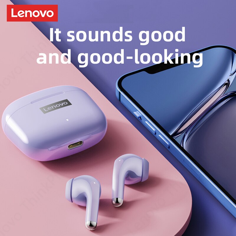 Lenovo lp40 pro fone de ouvido bluetooth 5.1 fones sem fio à prova dwireless água esportes fones com microfone música tws