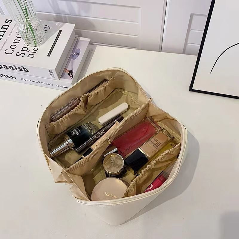 Bolsa de maquiagem portátil de grande capacidade para mulheres, saco cosmético, organizador de higiene pessoal, moda feminina