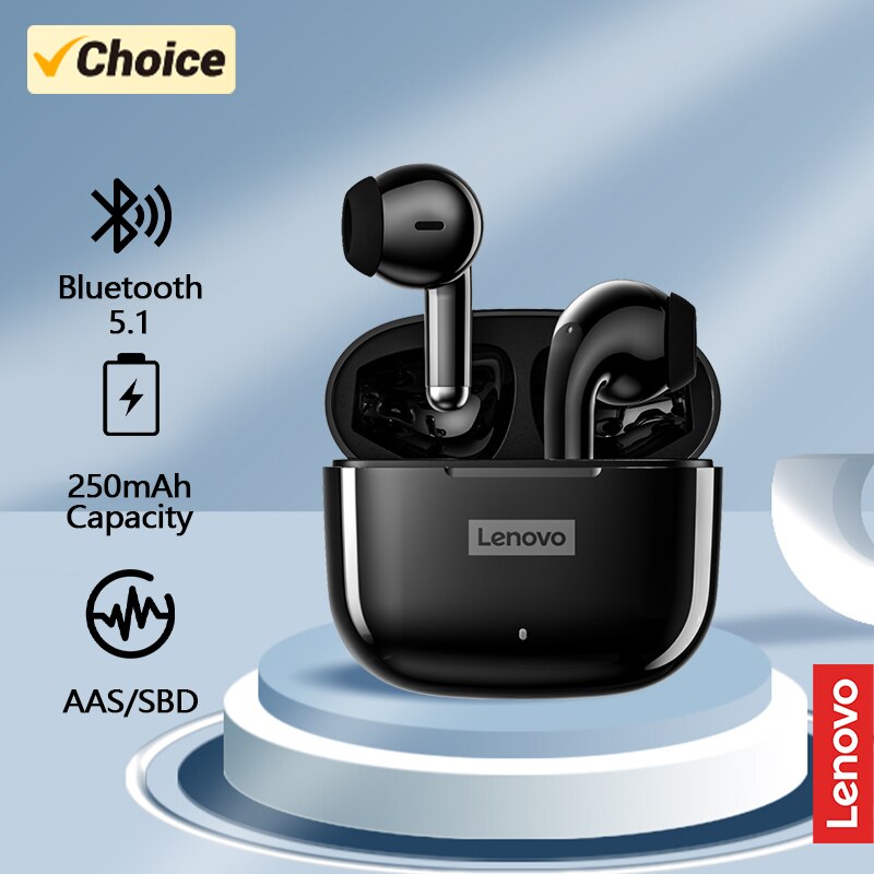 Lenovo lp40 pro fone de ouvido bluetooth 5.1 fones sem fio à prova dwireless água esportes fones com microfone música tws